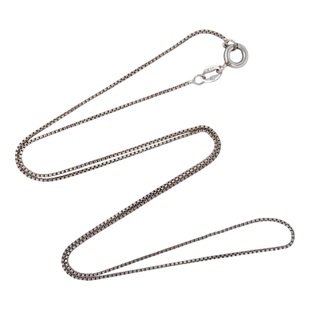 Estate Italy Sterling Silver 925 0.8mm Box Link Chain Necklace 18"